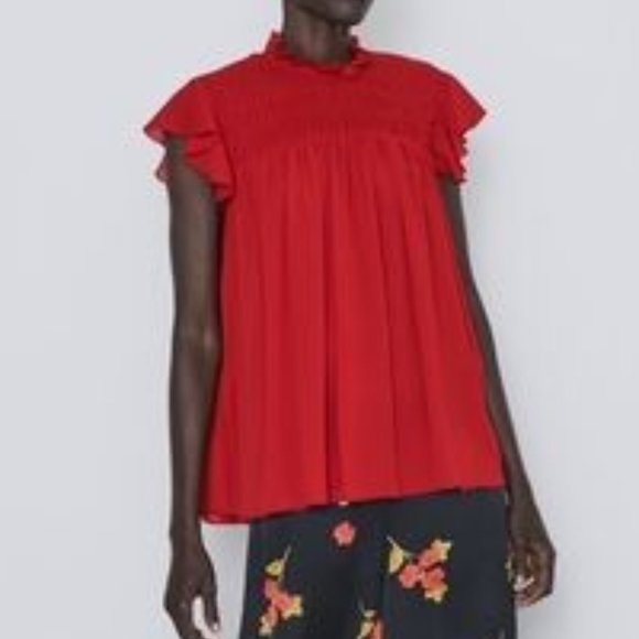 Zara shirred high neck blouse - Picture 3 of 5